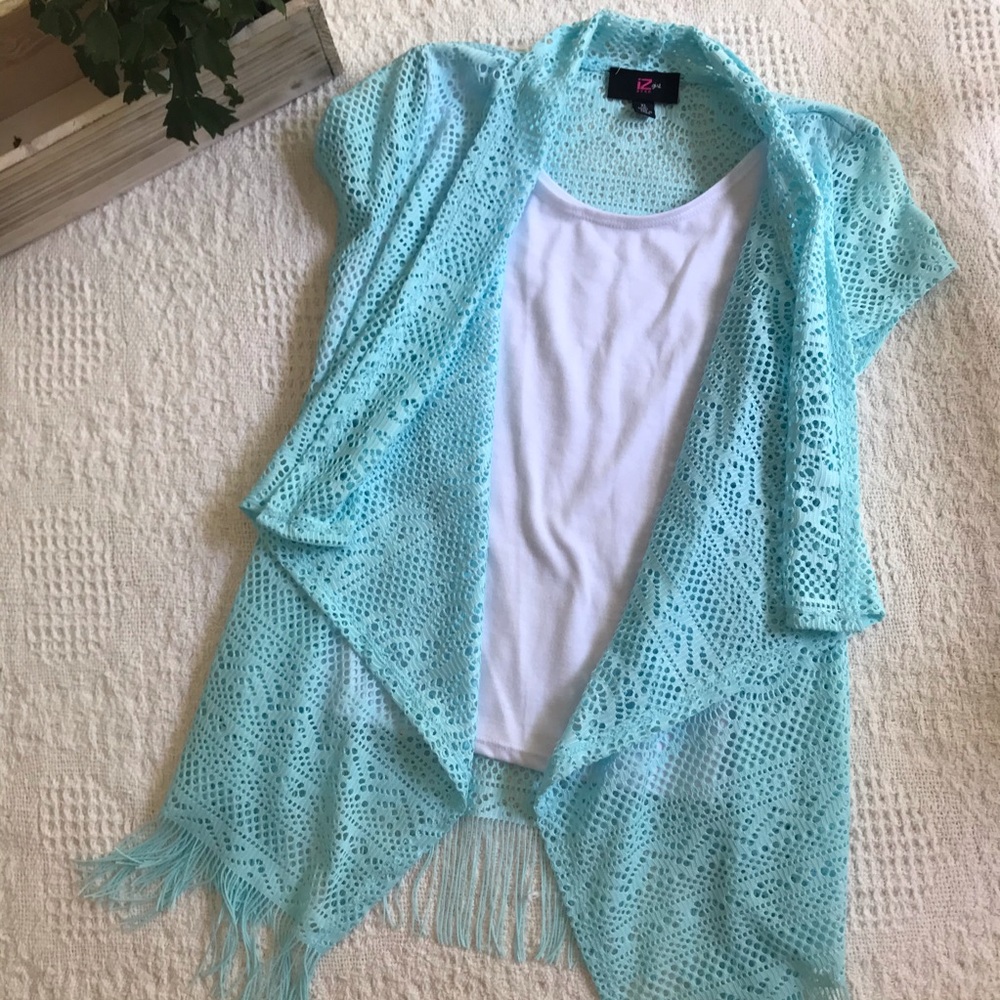 IZ Byer Girls Fringe Shrug and Top in One